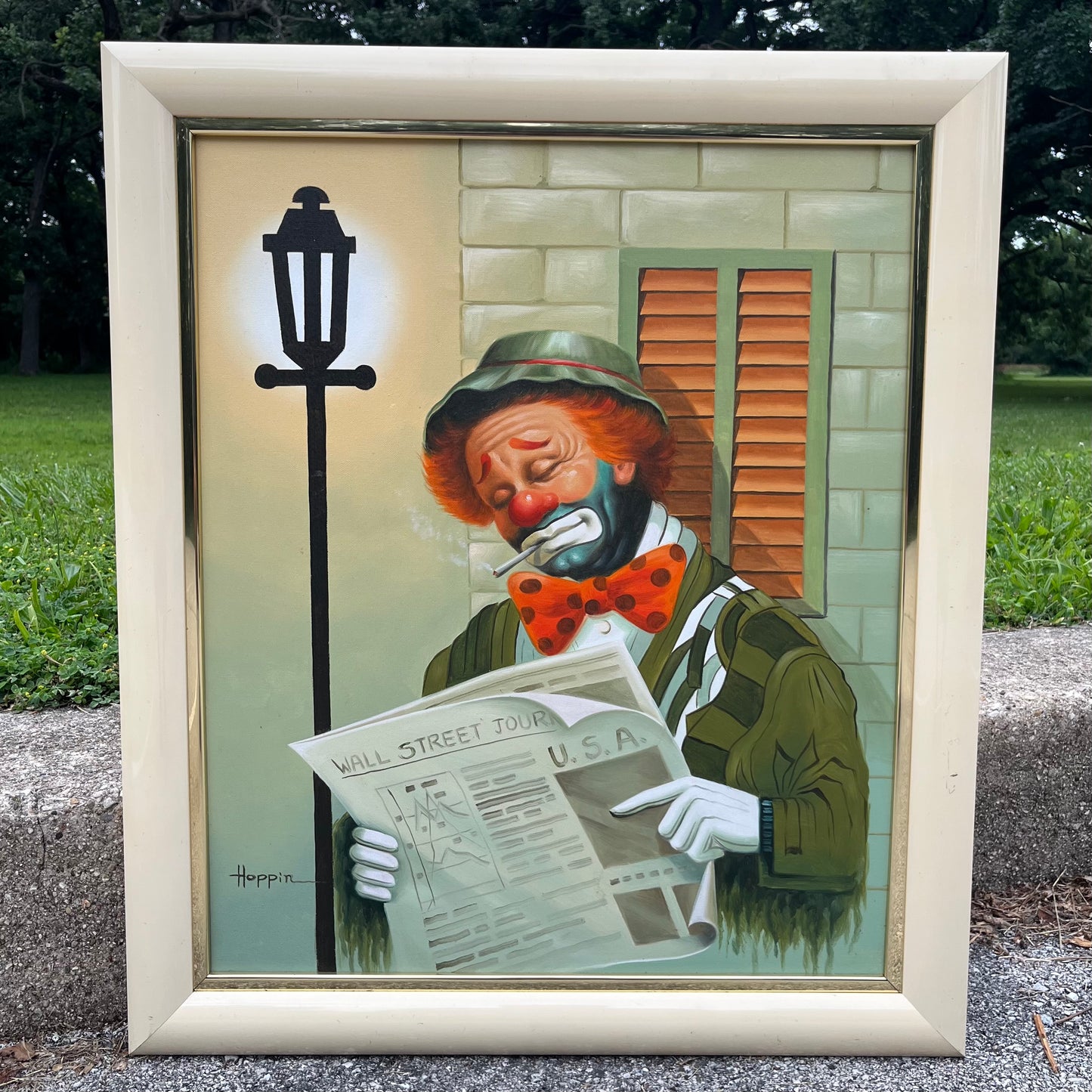 1987 Original wall street clown painting.