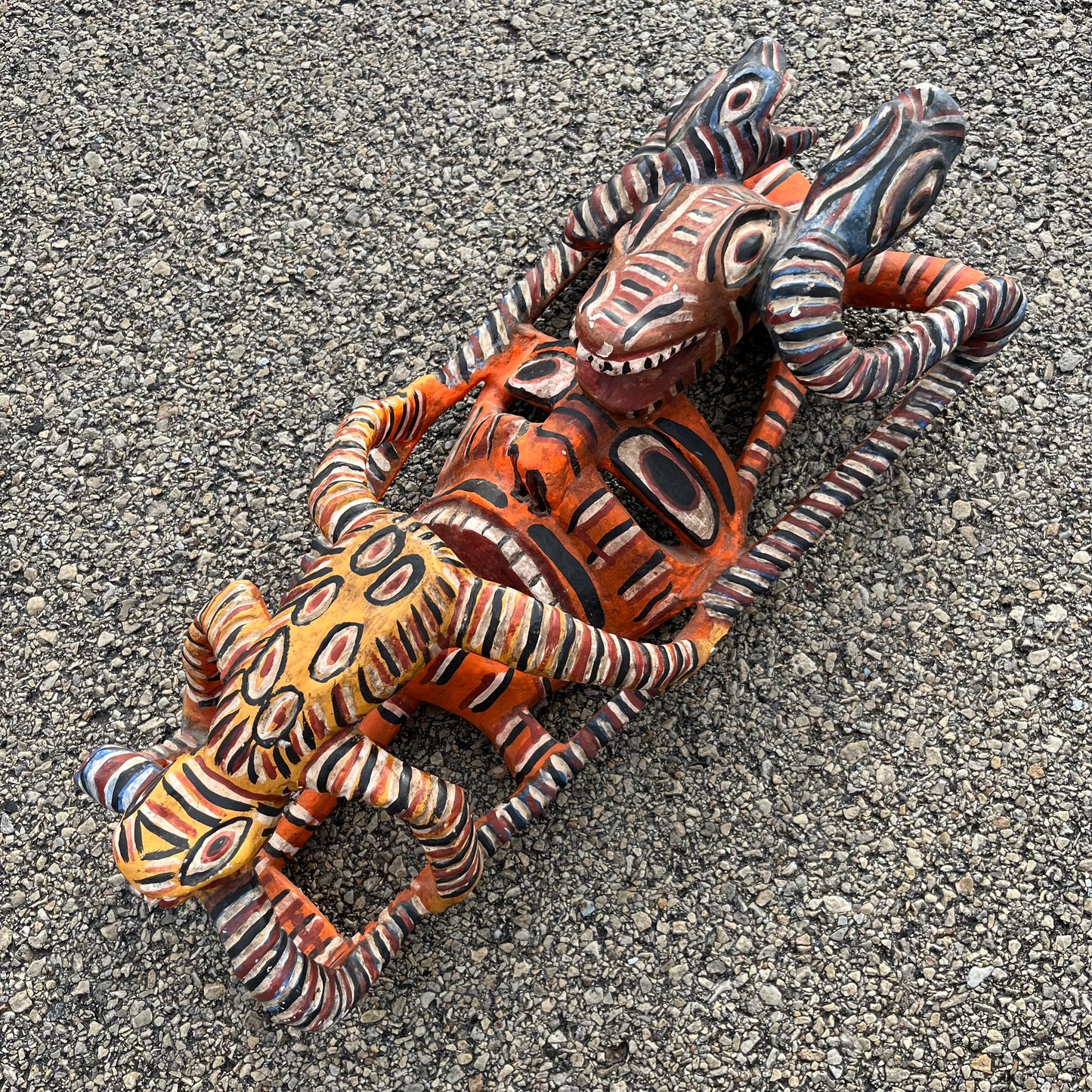 1970s Wooden serpent devil mask from Jaleaca de Catalan.