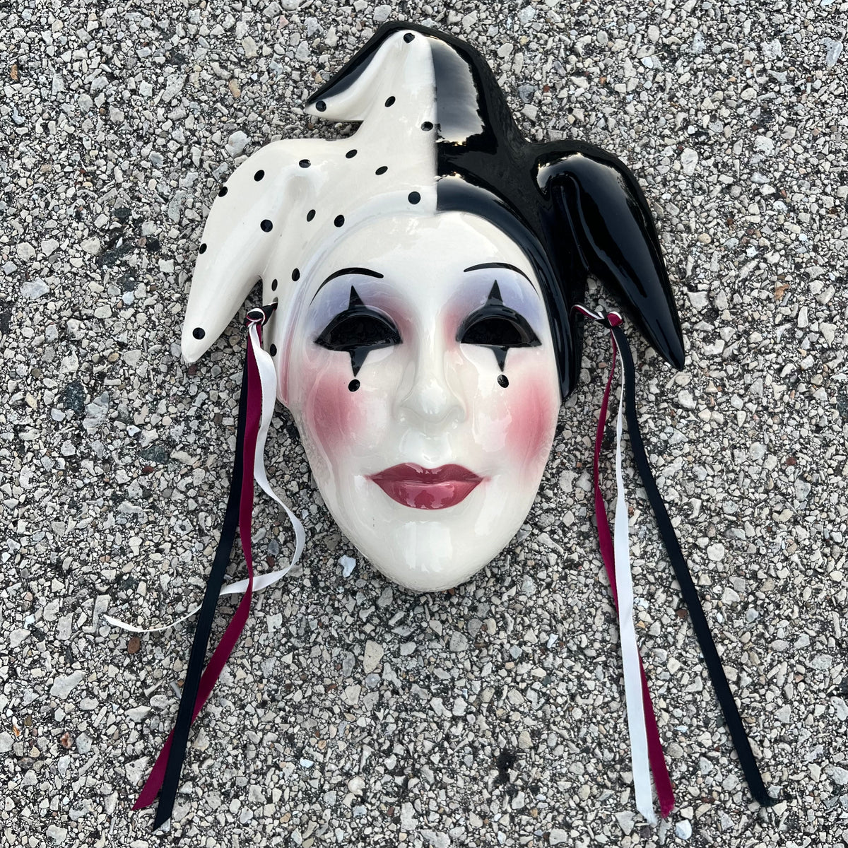 1980s Ceramic clay art jester mask.