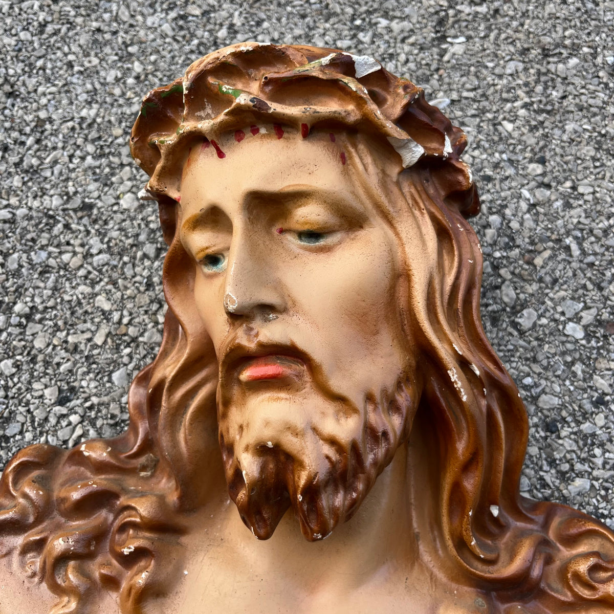 1960s Chalkware Christ plaque.