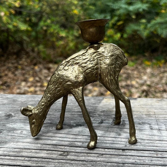Vintage Brass deer candle holder.