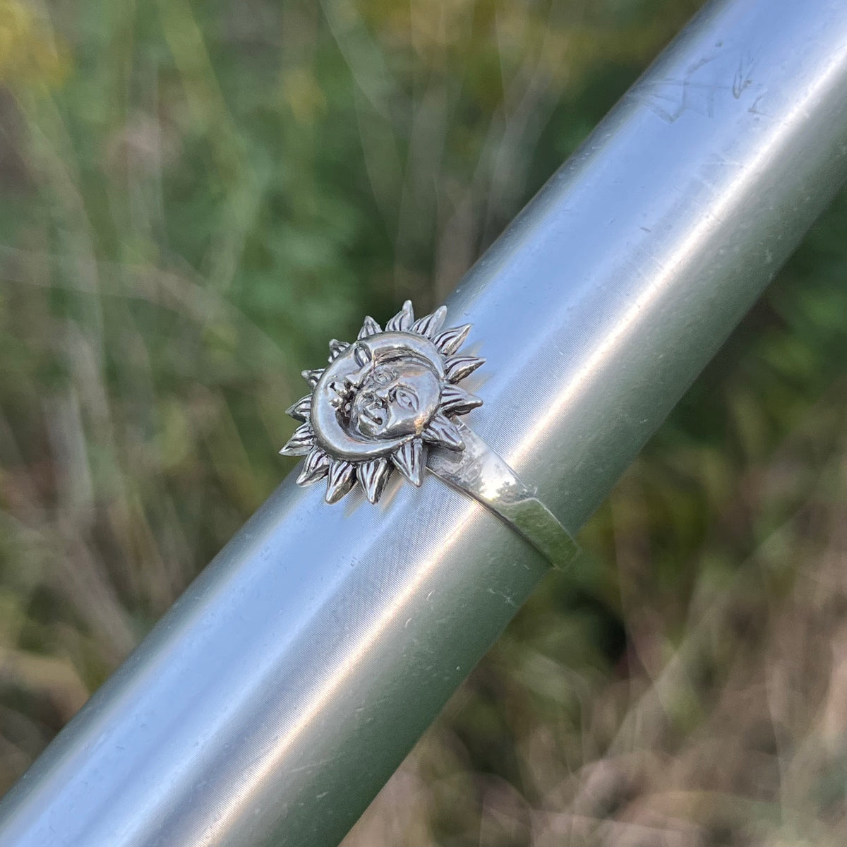 Sterling Silver sun/moon ring. Size 12.25.
