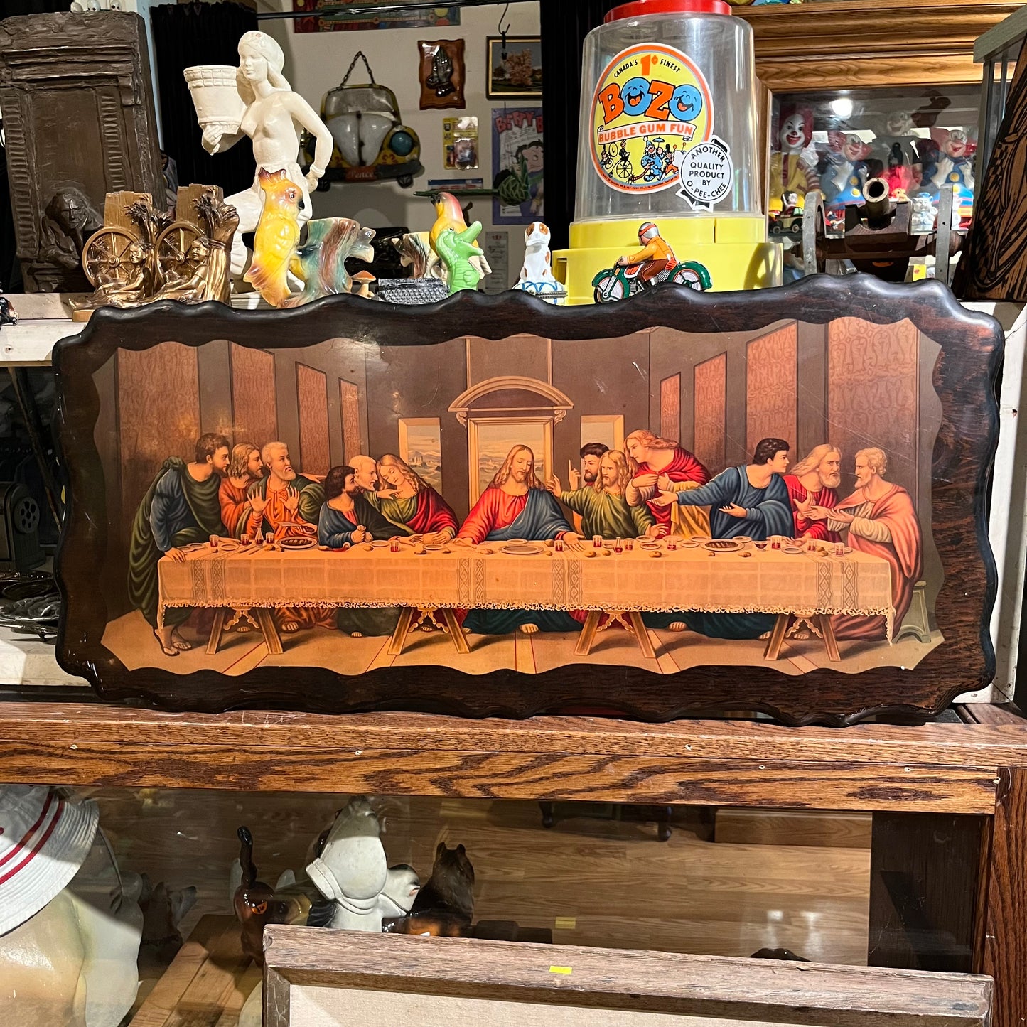 1980s Wooden last supper plaque.