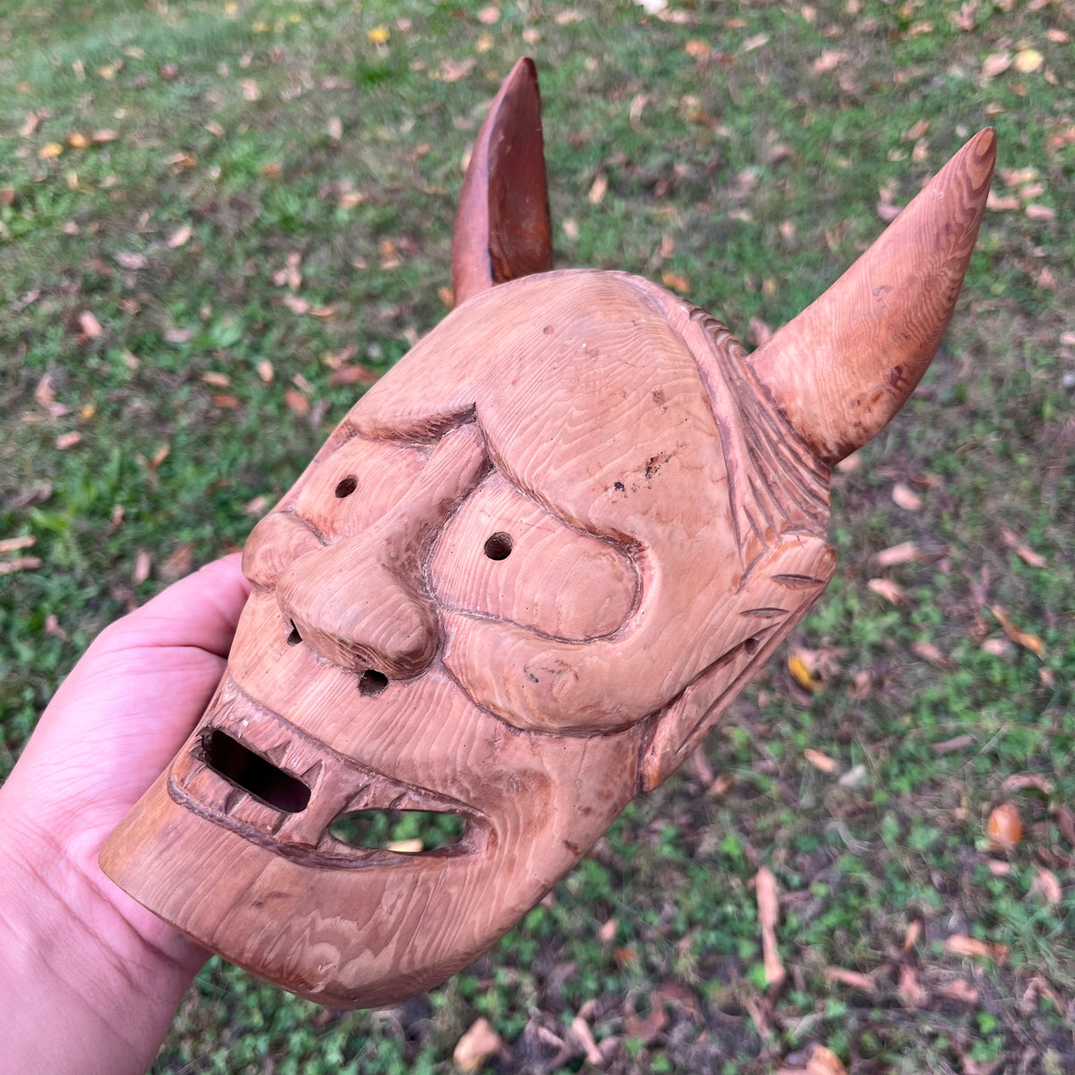 Vintage hand craved Hannya noh mask.