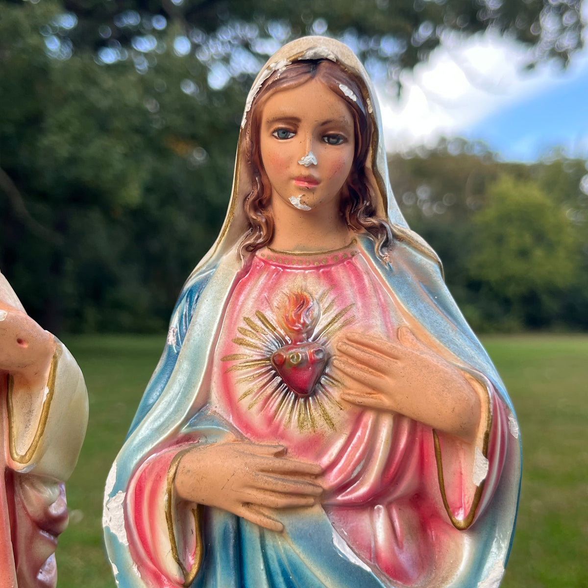 1960s/1970s Sacred heart of Christ & Immaculate heart of Mary statues.