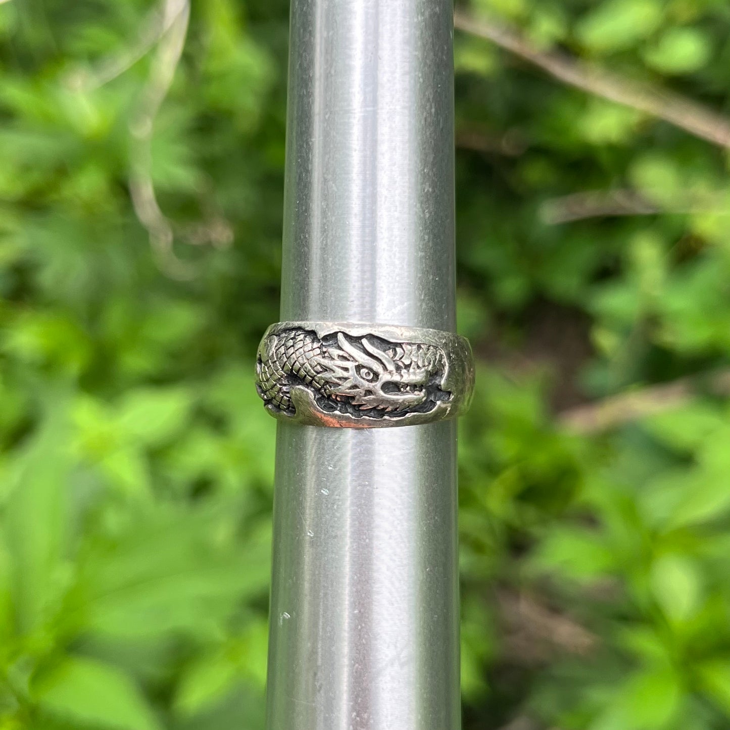 Vintage Sterling silver dragon ring. Size 10.75.
