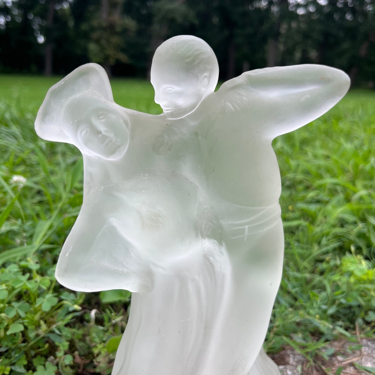 Vintage frosted glass dancer set.
