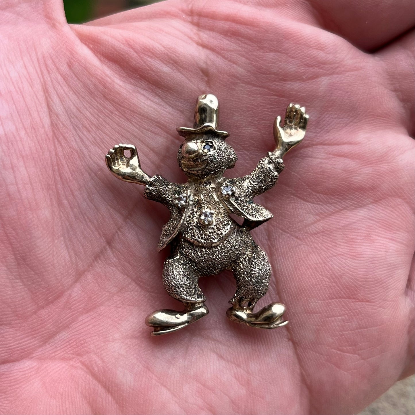 Vintage Sterling silver clown brooch.
