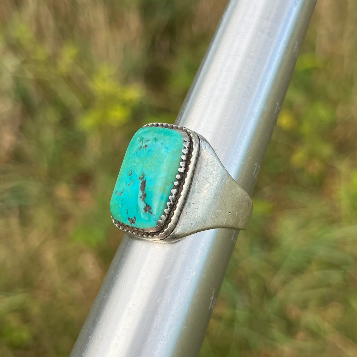 Vintage Sterling Silver turquoise ring. Size 12.75.