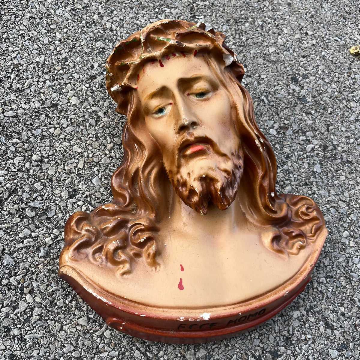 1960s Chalkware Christ plaque.
