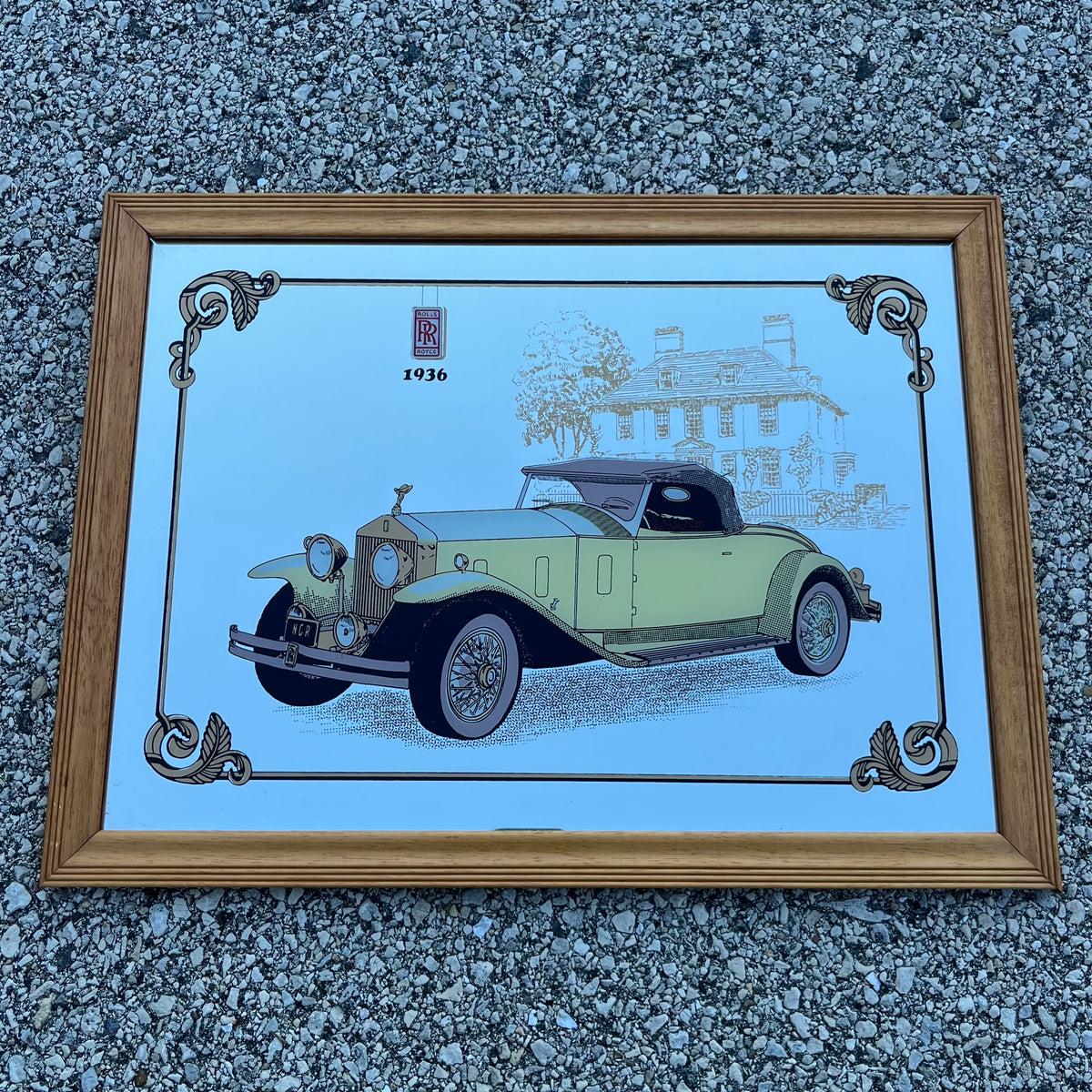 Vintage 1936 Rolls Royce mirror.