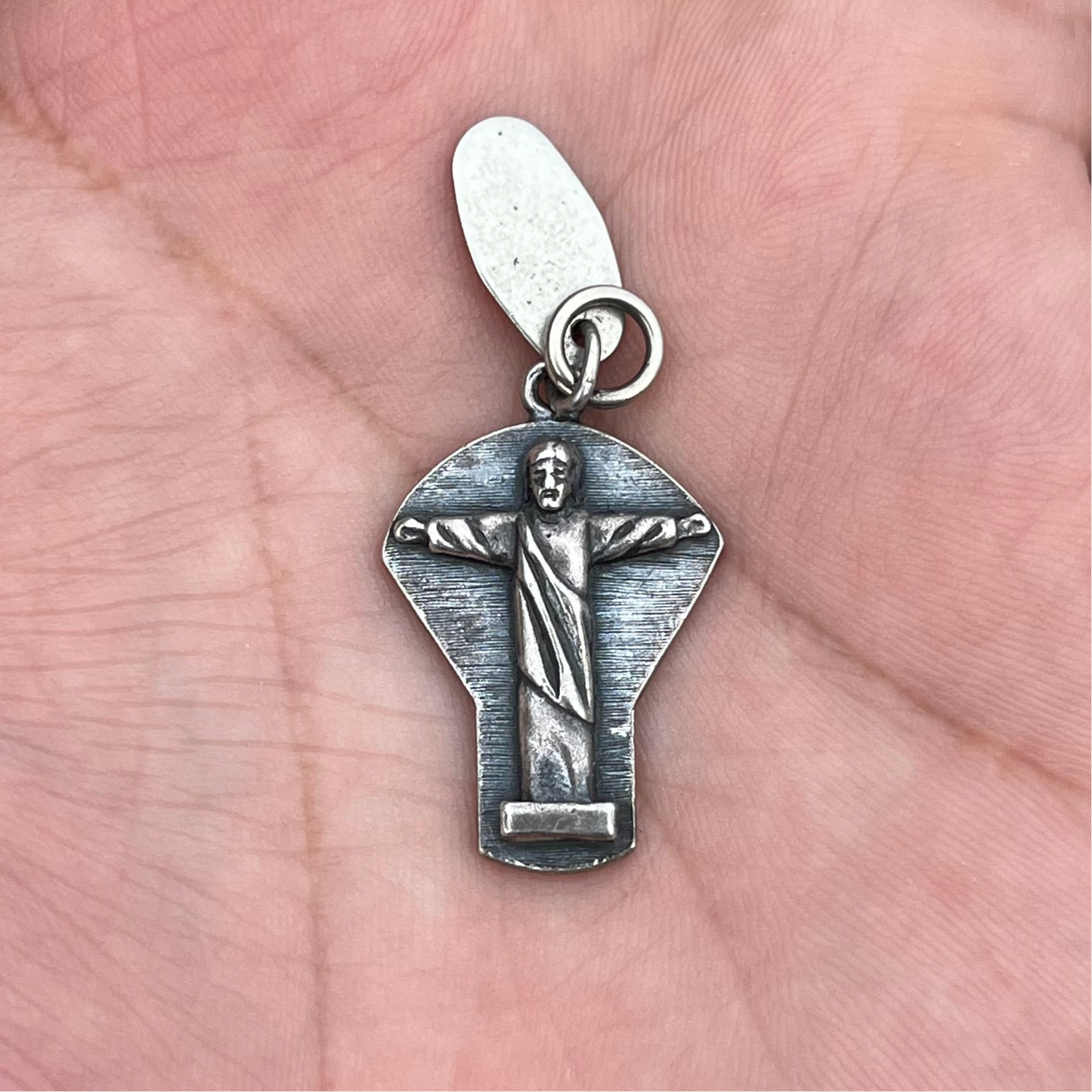 Vintage Sterling silver Rio Christ charm.