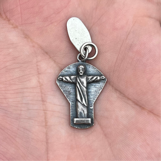 Vintage Sterling silver Rio Christ charm.