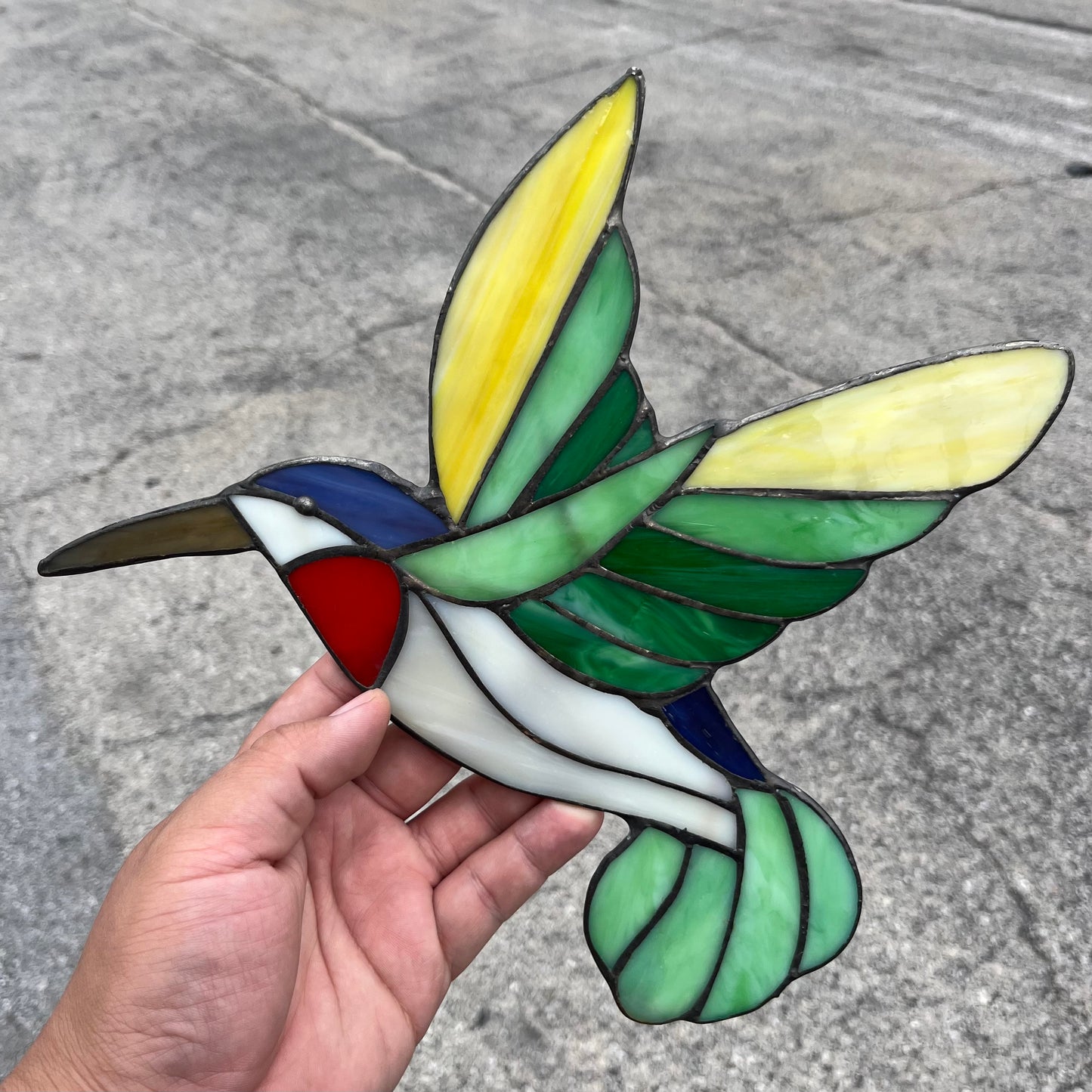 Vintage stained glass hummingbird.