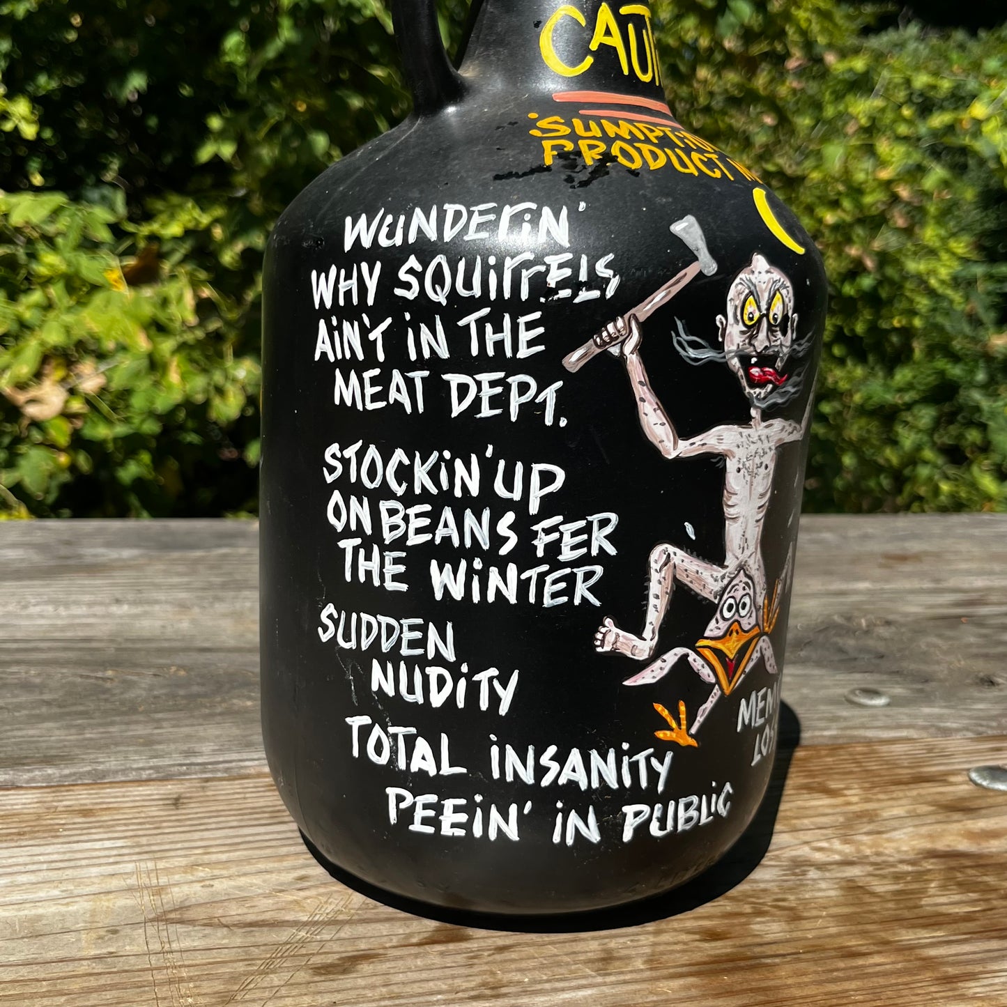 90s Hand painted Moonshine jug.