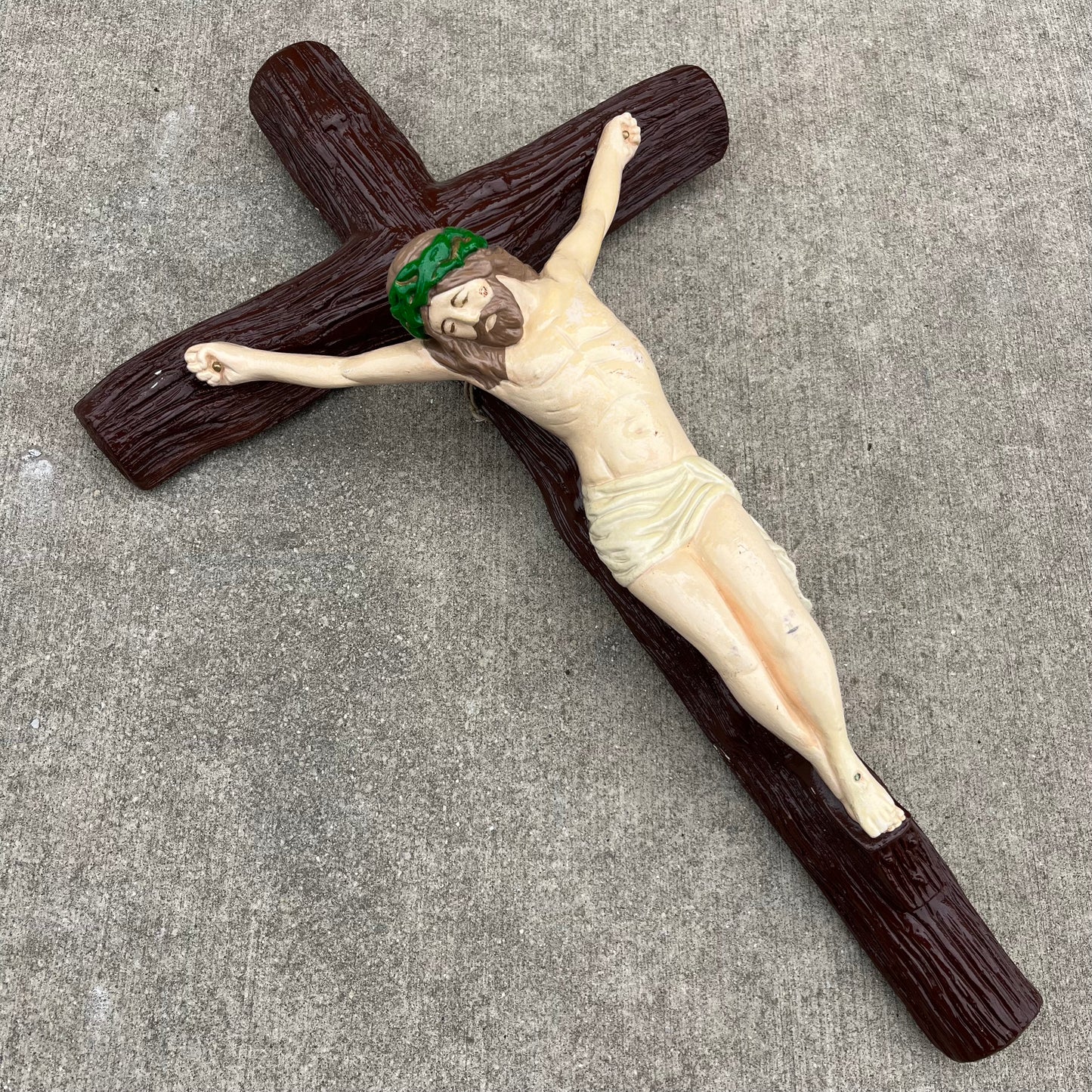 Large 1970s chalkware crucifix.