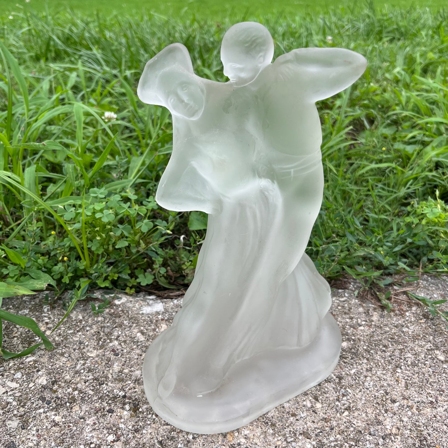 Vintage frosted glass dancer set.