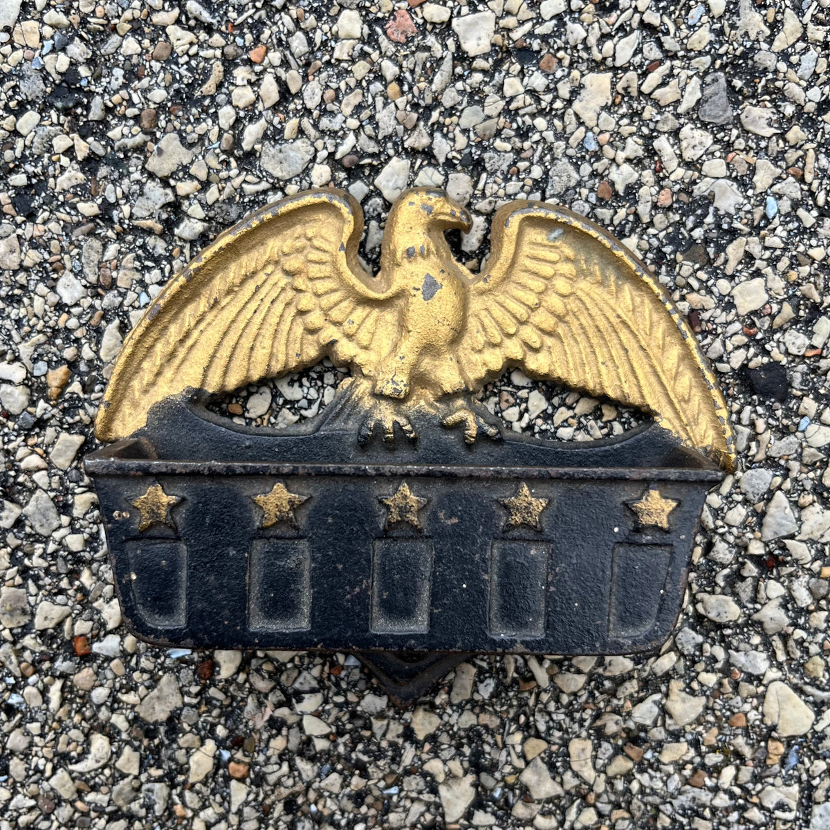 Vintage cast iron eagle matchstick holder.