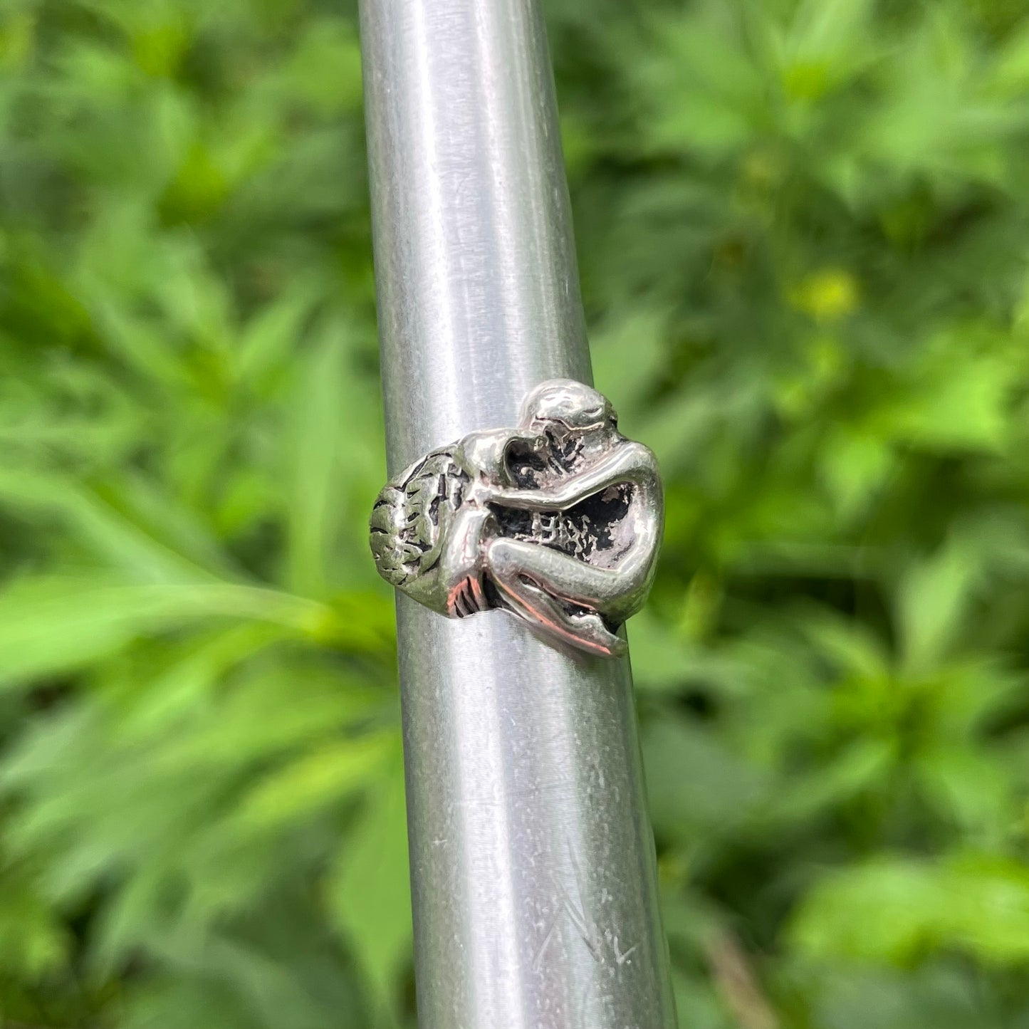 Vintage Sterling silver art nouveau swan ring. Size 7.5.