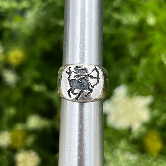 Vintage Sterling silver Sagittarius ring. Size 5.5.