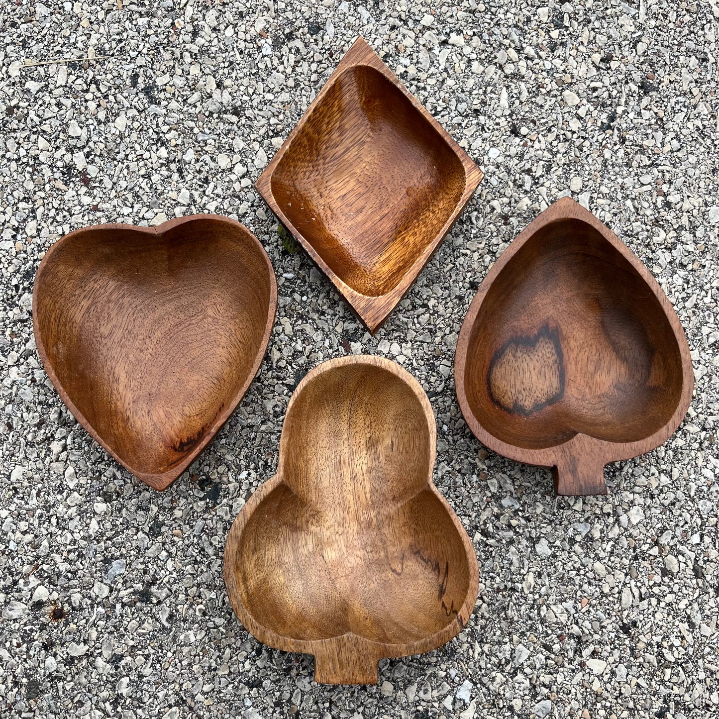 Vintage wooden card suites set.