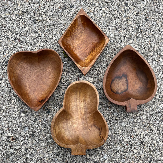 Vintage wooden card suites set.