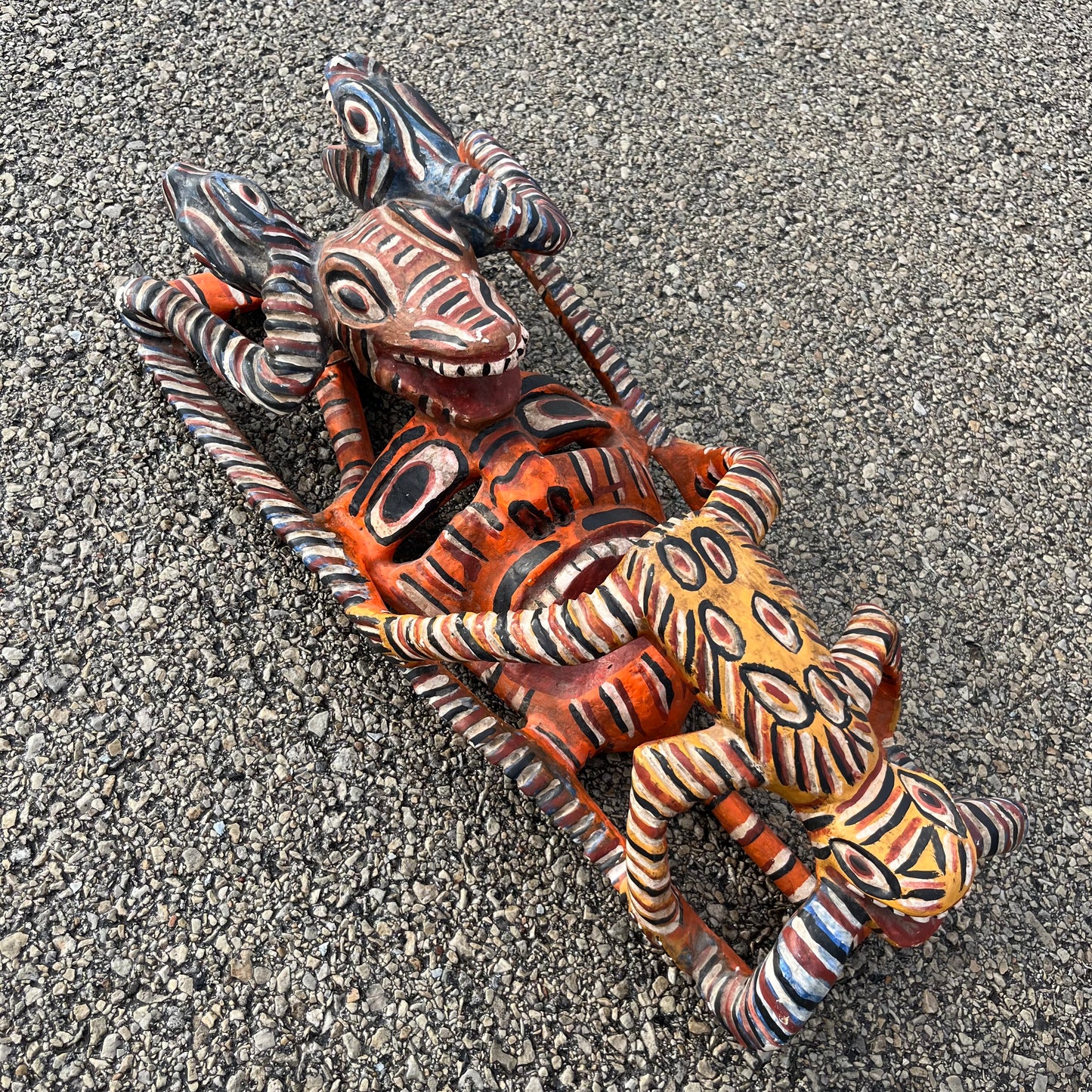 1970s Wooden serpent devil mask from Jaleaca de Catalan.