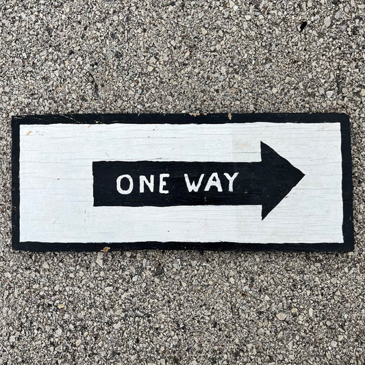 1980s Wooden One Way sign.
