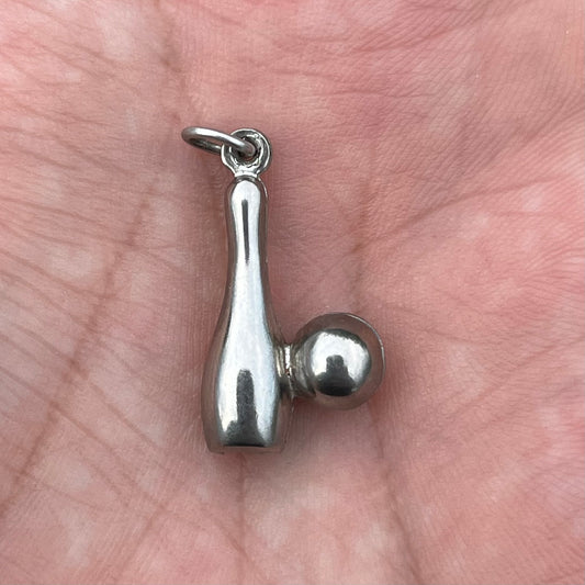 Vintage Sterling silver bowling pin charm.