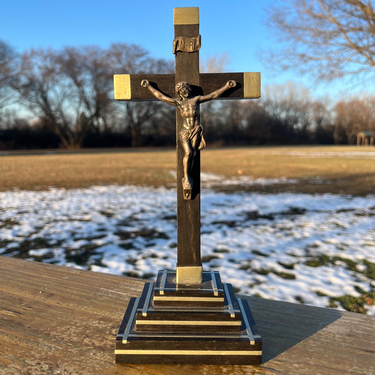 Vintage standing crucifix.