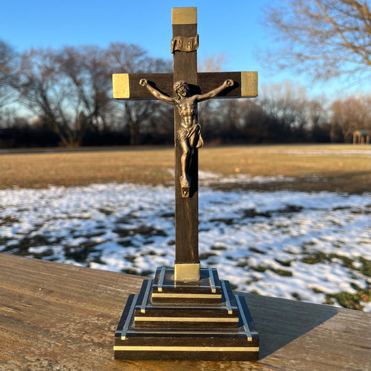 Vintage standing crucifix.