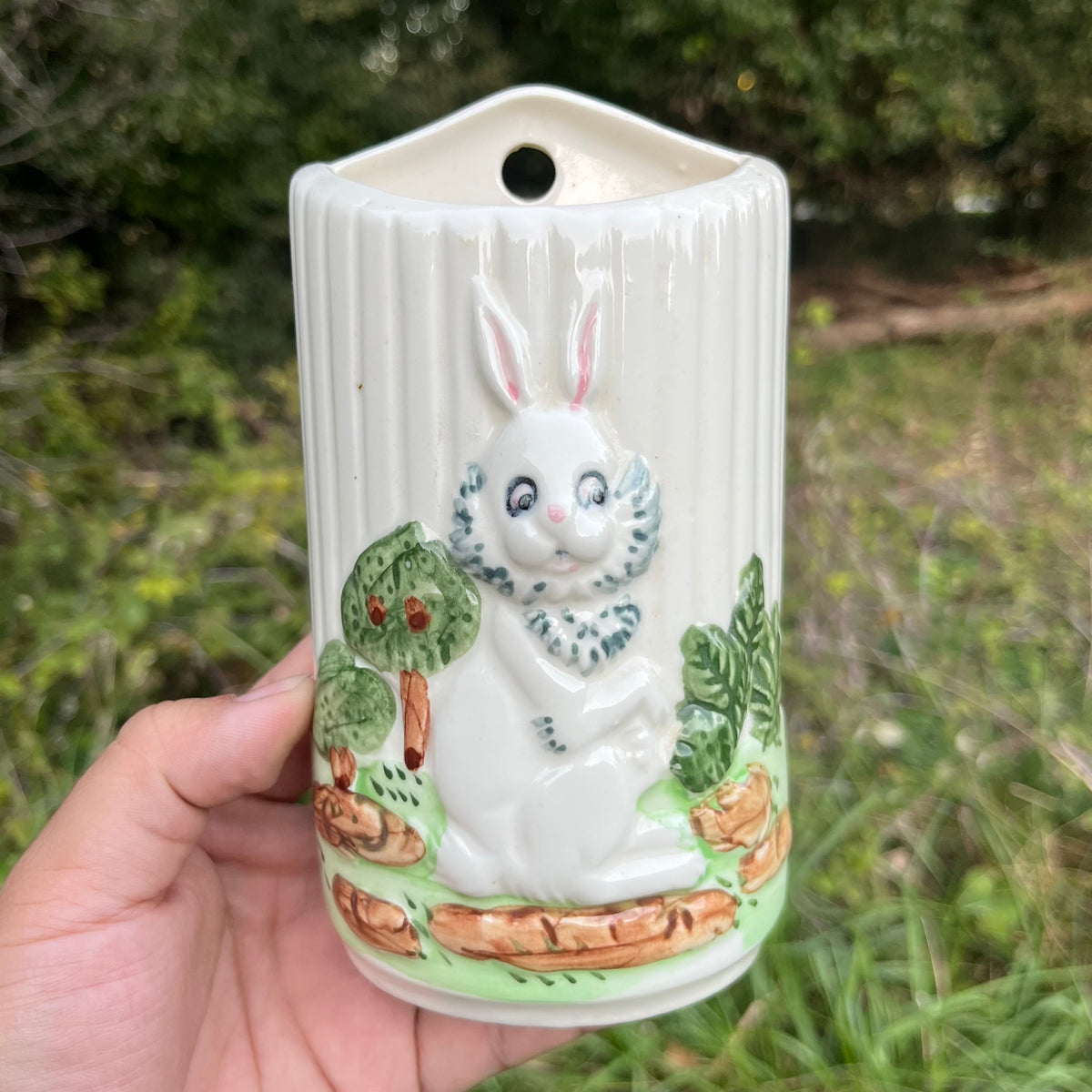 Vintage Rabbit wall pocket.