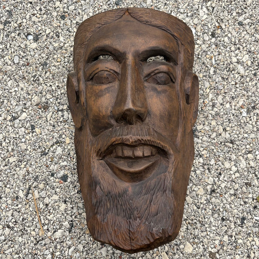 Vintage hand carved Guatemalan Spaniard mask.