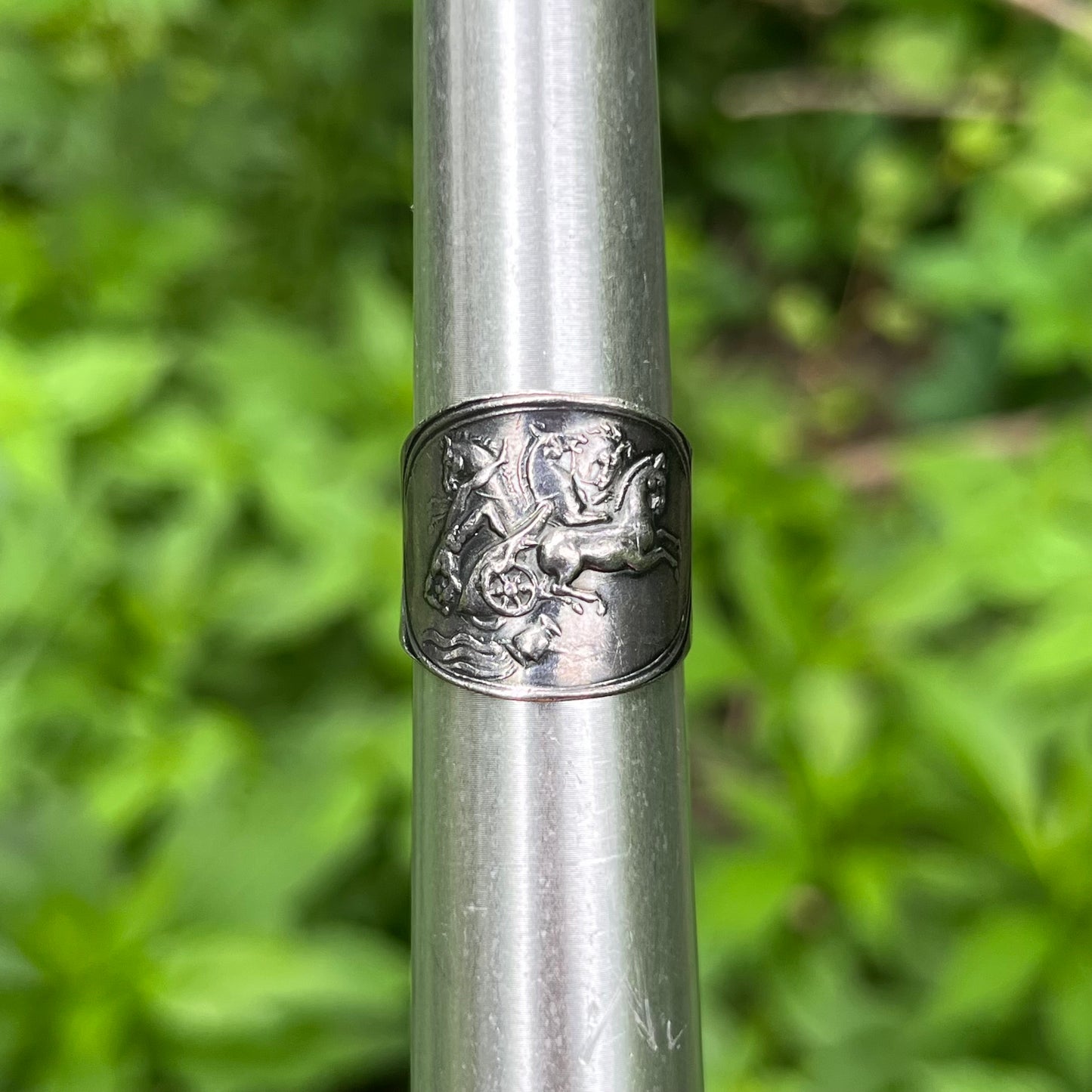 Vintage Sterling silver ”The fall of Pheaton” ring. Size 7.5.