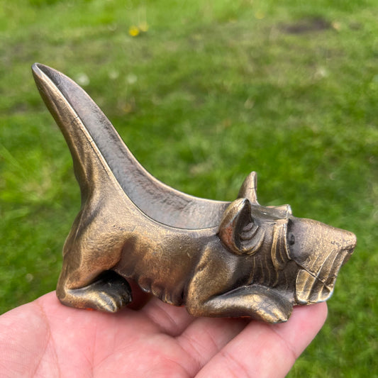 Vintage bronze Scottish terrier pipe holder.