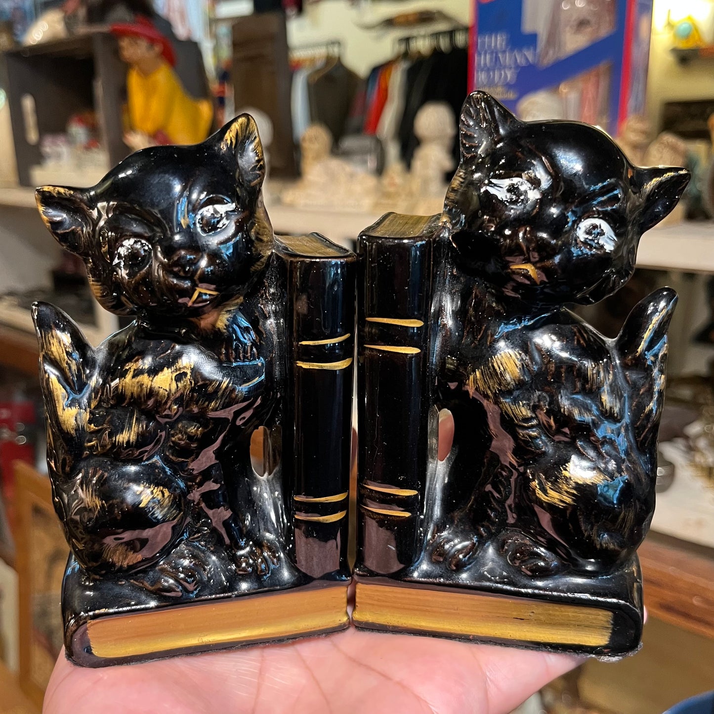 1950s Black cat book ends.