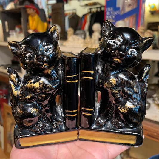 1950s Black cat book ends.