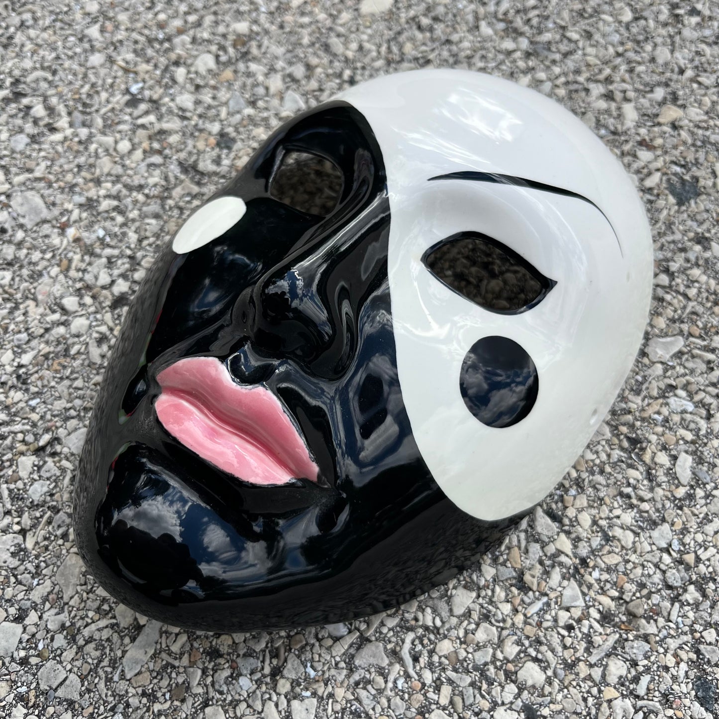 1980s Ceramic ying yang mask.