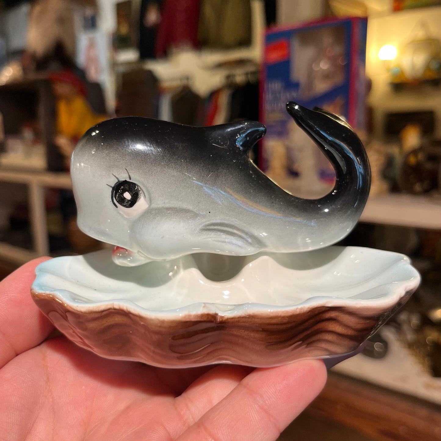 1950s Ceramic whale ashtray.