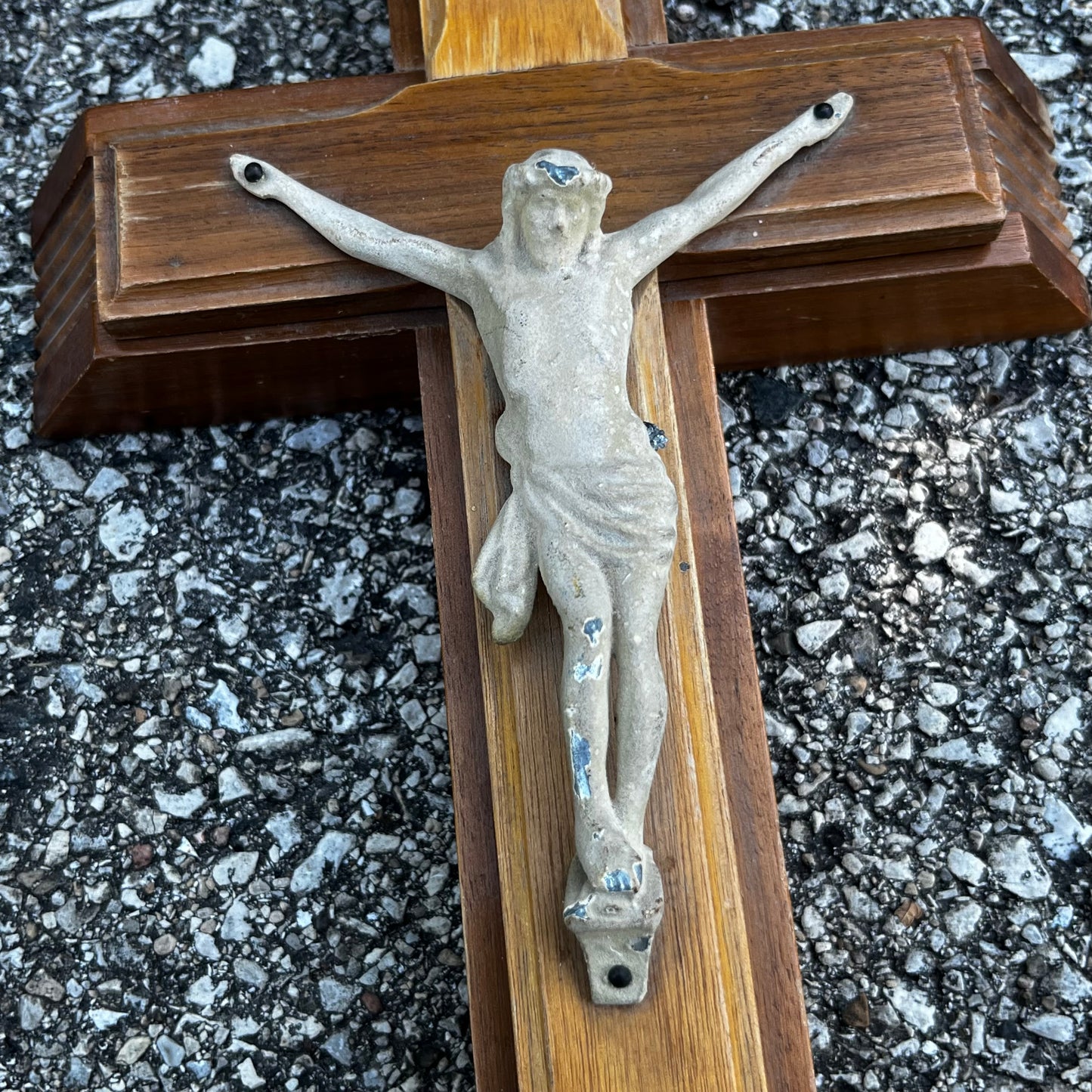 Vintage wooden sick call crucifix.