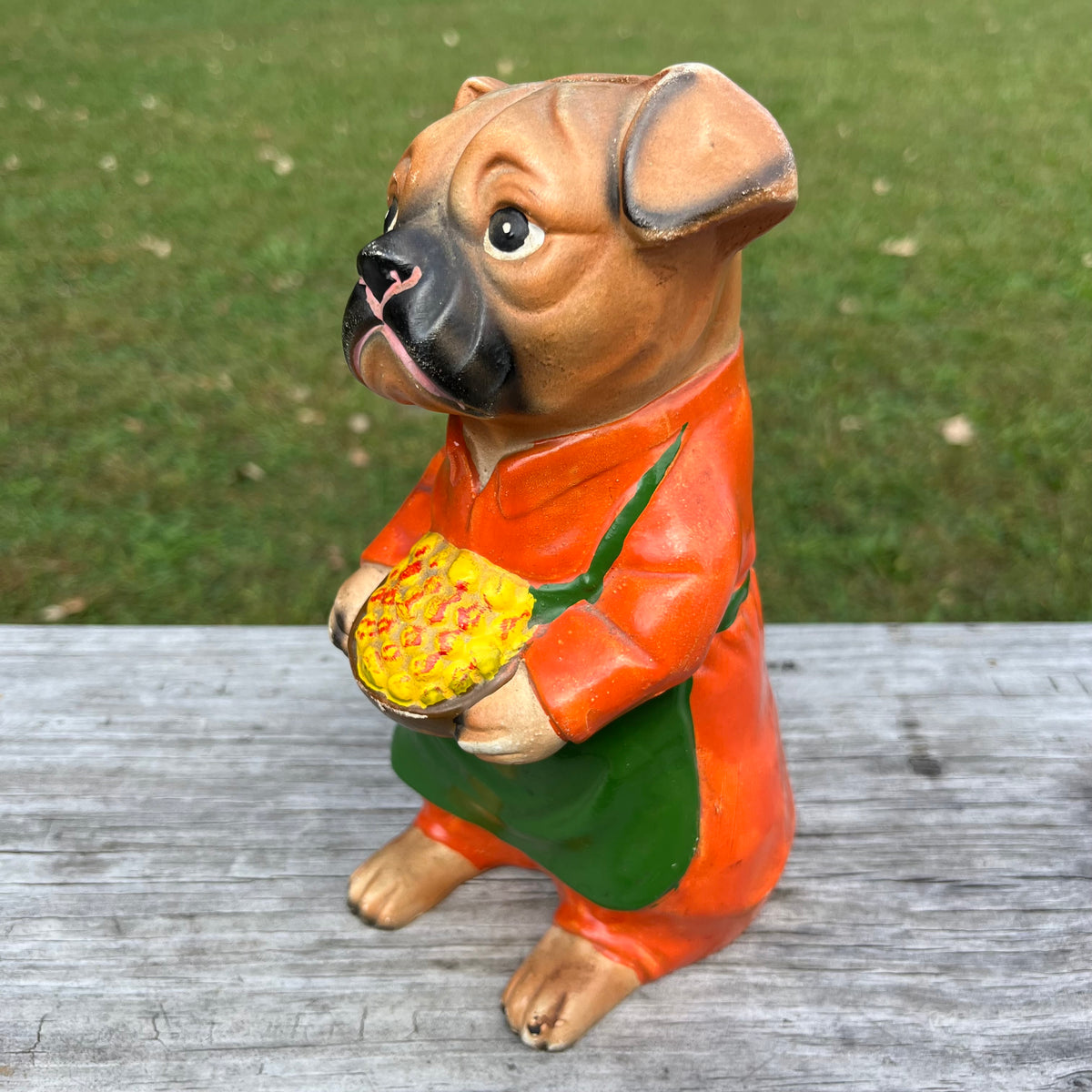 Vintage ceramic chef bulldog coin bank.