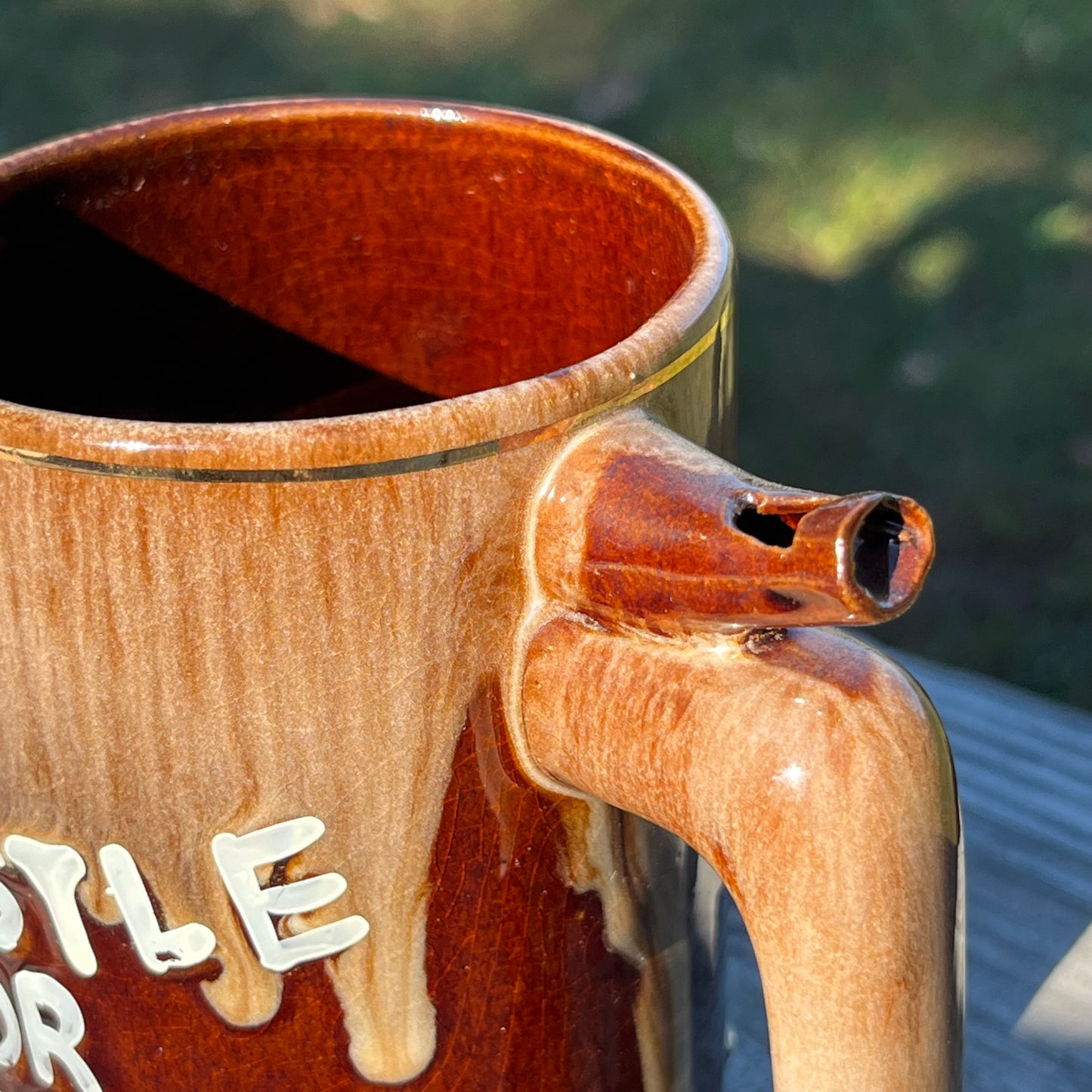 Vintage wet your whistle/whistle for your beer mug.