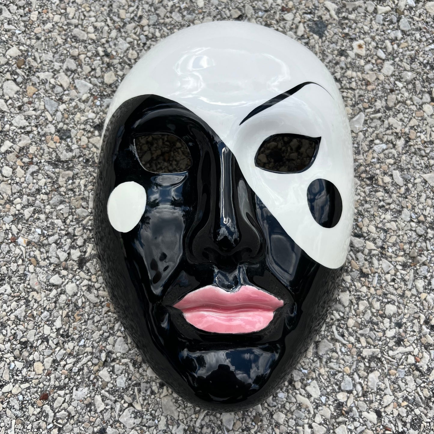 1980s Ceramic ying yang mask.