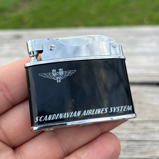 Vintage Scandinavian airlines system flat lighter.