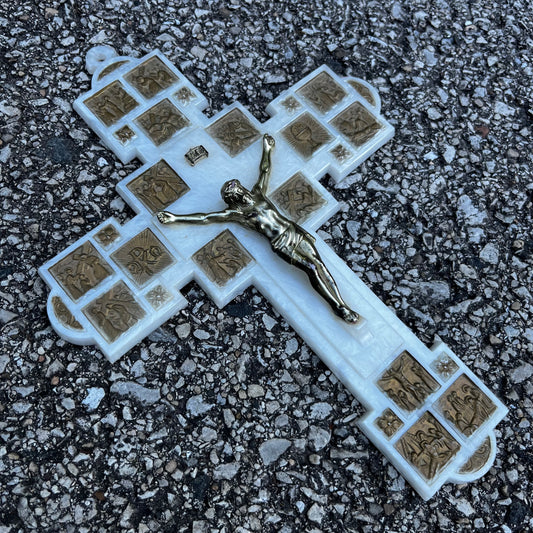 Vintage 12 stations of the cross crucifix.