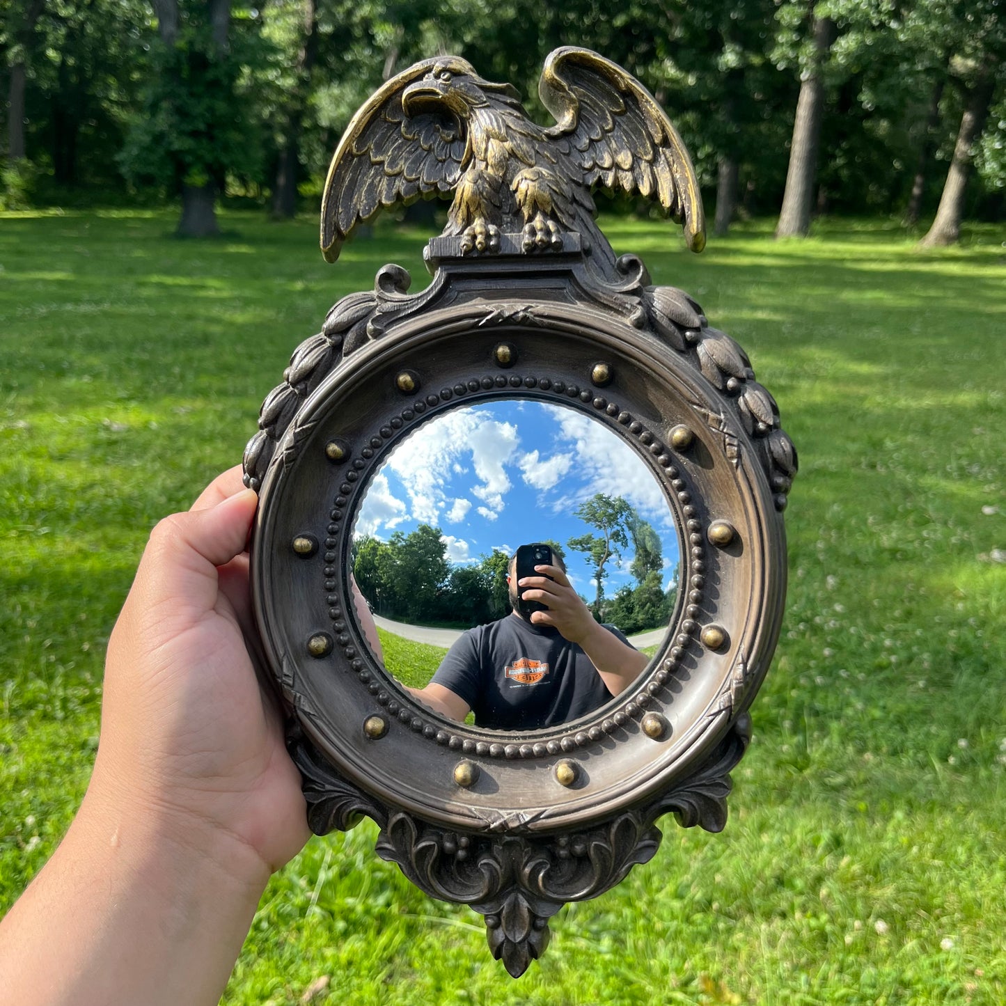1970s Homco eagle convex mirror.