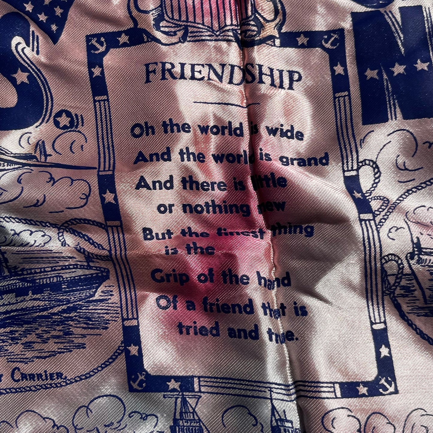1940s Silk U.S.N. pillow case.