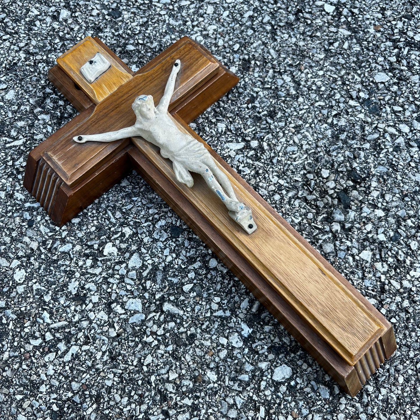 Vintage wooden sick call crucifix.