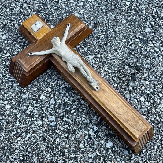 Vintage wooden sick call crucifix.