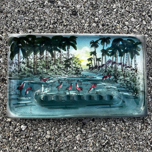 Vintage lake view ashtray.